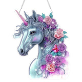 Bowetile Horse Diamond Art Hanging Kits for Adults Kids, 5D Special Shape Diamond Painting Flowers Pendant Kits, Animal Gem Art Suncatchers Painting Window Ornament for Home Garden Wall Decor Bowetile