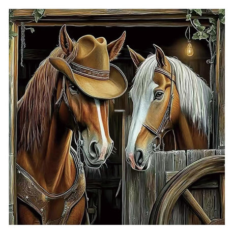 Kulvci Horse Diamond Painting Kits for Adults, Round Full Drill Diamond Art Kits, 5D DIY Diamonds Crafts for Home Wall Decoration Gifts 12×12Inch Kulvci