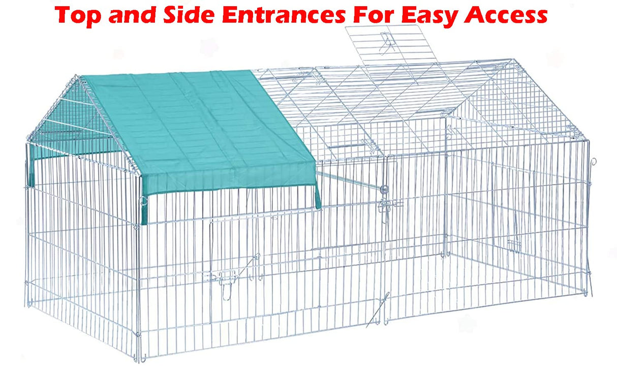 71" x 30" NO Rust Galvanized Steel Foldable Outdoor Chicken Coop Run Metal Pet Hutch Enclosure Small Animal Playpen Waterproof Cover for Rabbits Chickens Mcage
