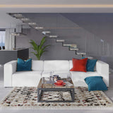 Modway Mingle Vegan Leather 3-Piece Sectional Sofa in White Modway