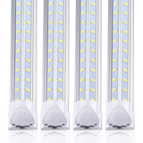 TOPTRONED (10-Pack) 8ft LED Shop Light Fixture,V Shape 100W 18500LM 5000K (Daylight White),8 Foot, 96'' T8 Integrated LED Tube, Linkable Led Bulbs for Garage, Warehouse, Plug and Play, Clear Lens TOPTRONED