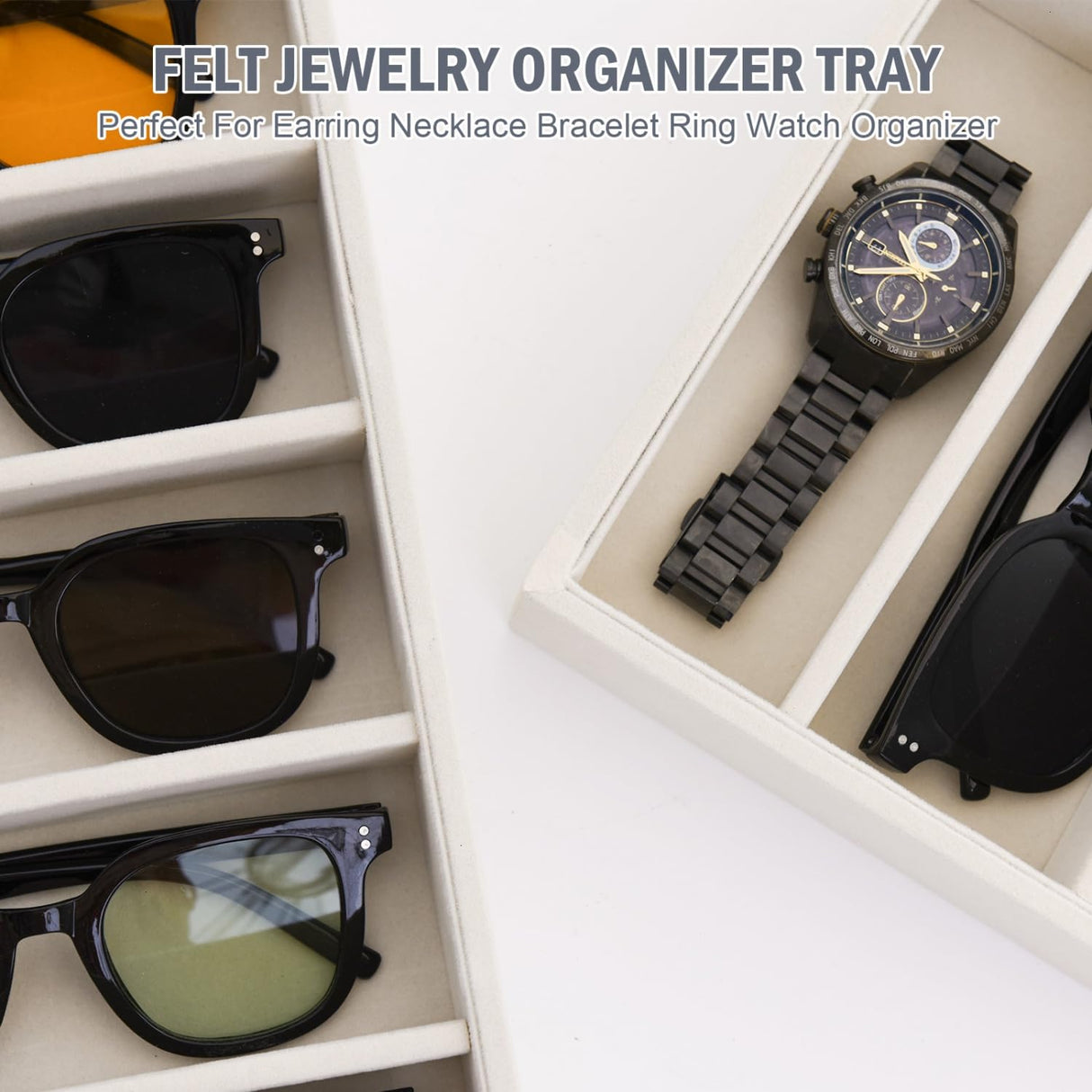 JETEHO 2 Pack Sunglasses Organizer Storage Glasses Holder Velvet Jewelry Tray, Glasses Organizer Eyeglasses Sunglasses Tray for Jewelry Display Watch JETEHO