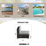 gaildon Patio Furniture Set, 5 PCS Outdoor Sectional Patio Furniture Set with 42" Fire Pit Table, Rattan Wicker Sofa Couch for Garden Backyard Deck Poolside, Grey gaildon