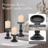 Inweder Wood Pillar Candle Holder: 3Pcs Rustic Black Candle Holders for Pillar Candles Wood Candle Holders Distressed Wooden Farmhouse Candle Holder Large Rustic Candle Holder for Fireplace Table Inweder