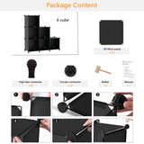AWTATOS Cube Storage Organizer, Storage Cubes Shelves Bookshelf, 6 Cube Closet Organizers and Storage, DIY Stackable Plastic Clothes Organizer Shelving for Bedroom, Home, Black AWTATOS