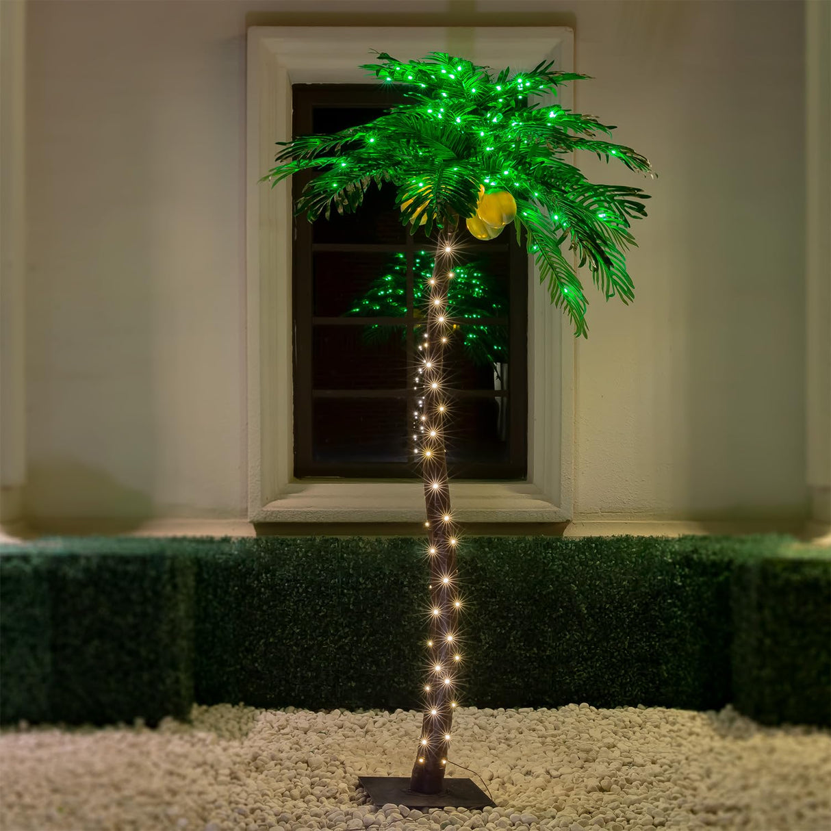 Tybeeu 7ft Lighted Palm Tree with Glowing Coconuts - Dimmable, UL Certified, Waterproof - Ideal for Indoor and Outdoor Decoration TYBEEU