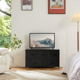 OLIXIS Dresser for Bedroom, 5 Storage Fabric Drawers, Metal Frame and Wooden Top, Tall Storage Drawer Dresser for Closet with Easy Pull Handles for Living Room, Entryway, Small Space Black OLIXIS