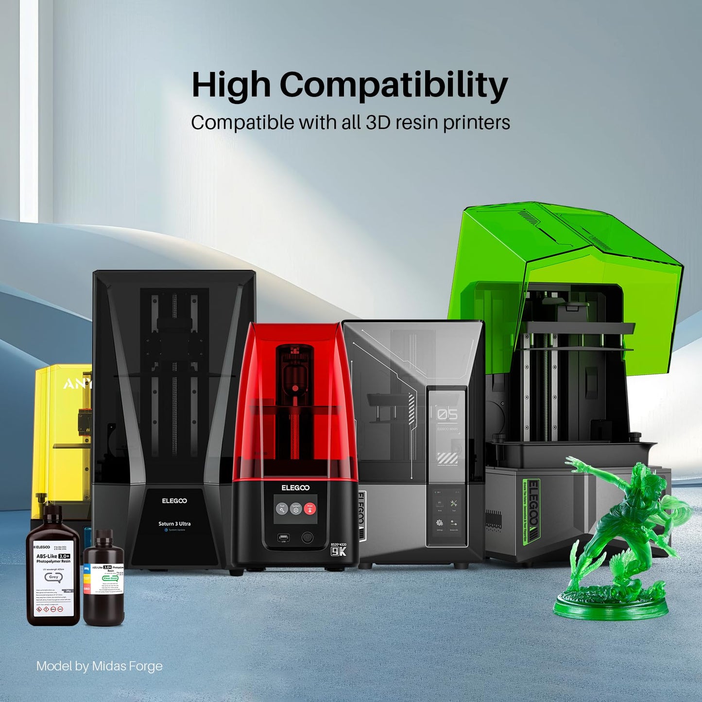 ELEGOO ABS-Like 3.0+ 3D Printer Resin Transparent Red 2000g, High Heat-Resistance 3D Printing Resin, Lower Viscosity and Shrinkage, 405nm LCD UV-Curing for MSLA/LCD/DLP 3D Printer