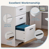 White L Shaped Desk with 3 Drawers, 60 inch White Executive Desk with Drawers and Power Outlet, White L Shaped Desk with File Cabinet, Corner Computer Desk with Moveable Hutch for Bedroom MaverickFurni