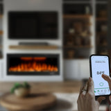 Rodalflame 60" WiFi-Enabled Electric Fireplace Insert, APP Smart Control, Wall Mounted&Recessed Linear Fireplace Heater with Thermostat, Flame&Top Lights, Log&Crystal, Timer RODALFLAME