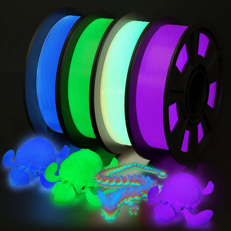 YOUSU 3D Printer Filament Bundle, Glow in The Dark Filament Multicolor, Green, Blue, Purple and Rainbow, PLA Filament 1.75 mm, Dimensional Accuracy +/- 0.03 mm, 250g X 4 Pack Yousu