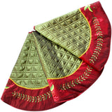 X.Sem Quilted Faux Silk Christmas Tree Skirt, Holly Leaves Embroidery Border - 50-Inch ONGLYP