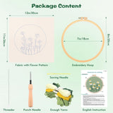 DIY Punch Needle Kit, 8in Punch Needle Kits Adults Beginner for Gift and Decoration, Punch Stitching Kit for Adults with Flower Pattern, Yarns, Embroidery Hoops and Threader Tools Tedux