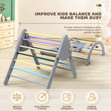 SOKO Pikler Triangle Set - 6 in 1 Pikler Triangle Climber with Ramp Set Foldable Pikler Triangle Climbing Toy, Rock Climbing Ramp, Pikler Arch Climber, Montessori Climbing Set for Children and Kids SOKO