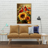 Diamond Painting for Adults Kits, 5D Cardinal Diamond Art Kits for Beginners, DIY Full Drill Sunflowers Diamond Gem Art Kits for Home Wall Decor 12x16 Inch Mrnsiet