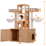 Heybly Cat Tree with Litter Box Enclosure for Indoor Big Cat, Cat Tower for Large Cats 20 lbs Heavy Duty,Modern Cat Condo Furniture with Scratching Posts, Walnut HCT110WB Heybly