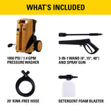 CAT Electric Pressure Washer 1850 PSI 1.4 GPM with 20' high-Pressure Hose, Quick Release Gun, 3-in-1 Nozzle Lance, Foam Cannon Water Pressure Washers, Power Washer for Your Home Patio, Driveway & RV CAT