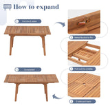 OC Orange-Casual Patio Furniture Set, Acacia Wood Patio Dining Set for 6-8, Outdoor Expandable Table and Chairs Set with Umbrella Hole and Breathable Textilene Fabric for Garden (White, 5 Pieces) OC Orange-Casual