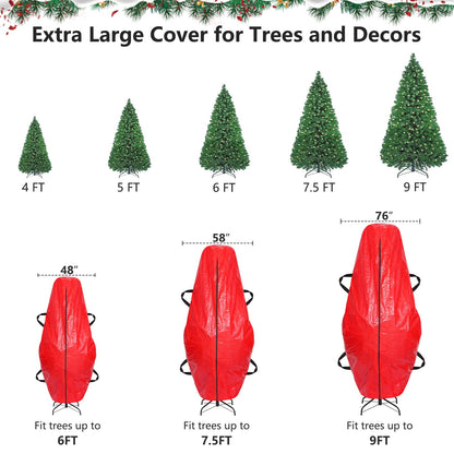 BALEINE Upright Christmas Tree Storage Bag, 7.5 ft Tear Resistant PE Material Christmas Tree Bag with 4 Reinforced Handles for Xmas Holiday (Red)