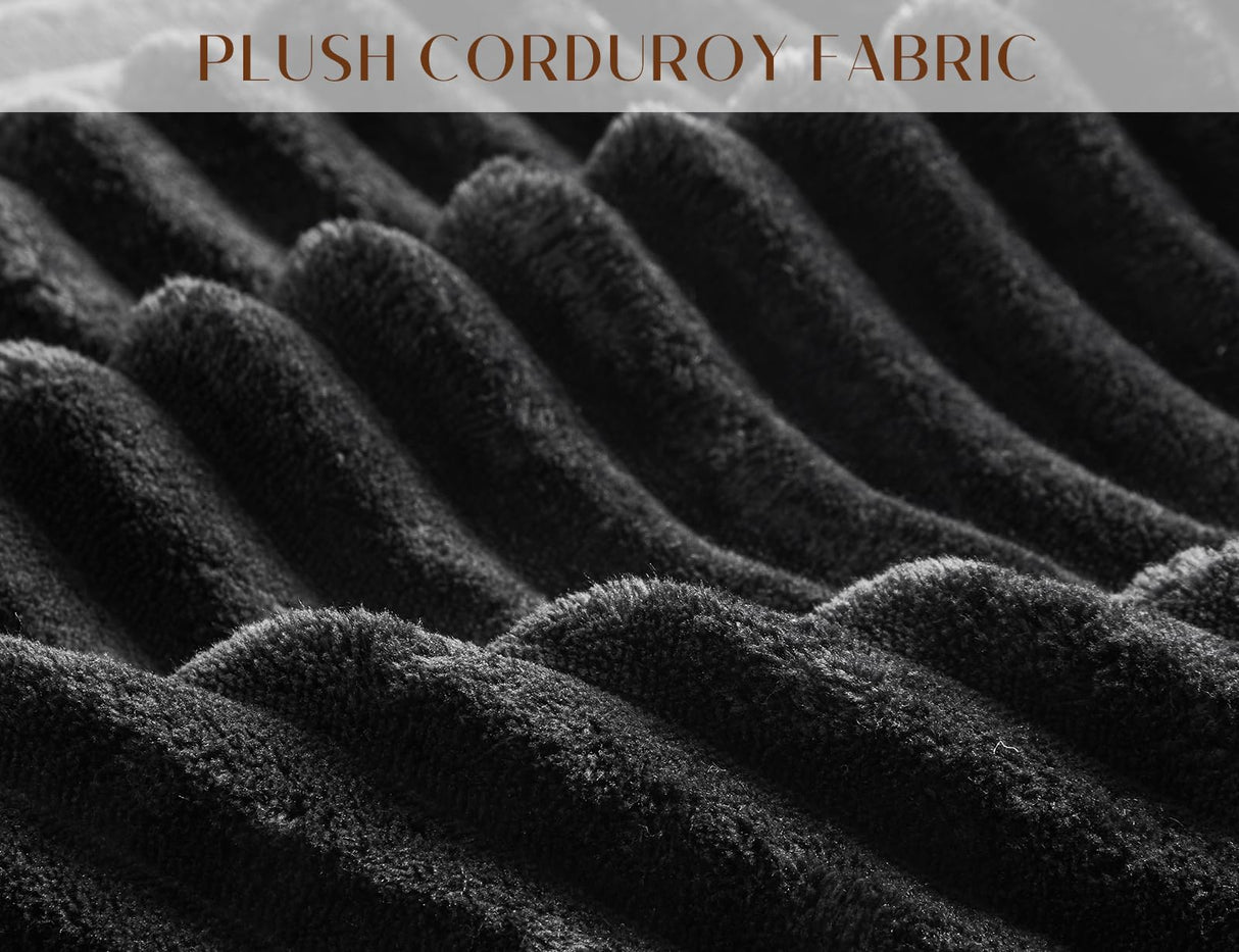 ohllob 110" Modular Sectional Sofa, L Shaped Couch with Chaise Lounge, Fluffy Corduroy Cloud Couch with Deep Seat for Living Room (Black) ohllob