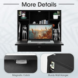 Tangkula Wall Mounted Desk, Multi-Function Floating Desk Wall Mount Laptop Desk, Space Saving Wall Mounted Table Wall Desk with Storage Drawer and Shelves (Black) Tangkula