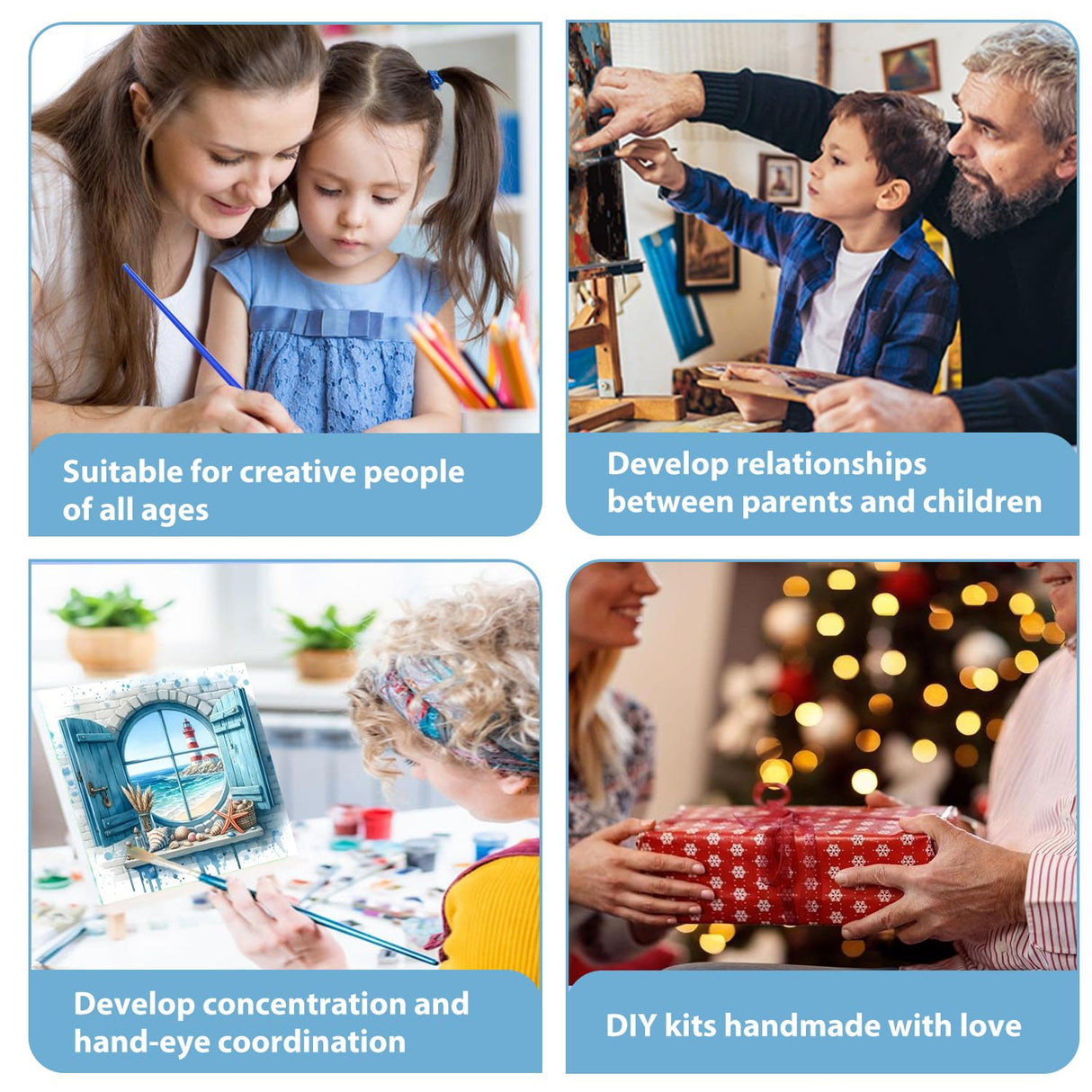 Beach Paint by Numbers Kit for Adults Beginner, Beach Paint by Numbers with Frame and Easel, DIY Crafts Painting by Number for Gift Home Wall Decor 9.84x9.84 inch hkejoi