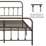 Yaheetech Classic Metal Platform Bed Frame Mattress Foundation with Victorian Style Iron-Art Headboard/Footboard/Under Bed Storage No Box Spring Needed Bronze Full Size Yaheetech