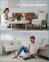 Armless Accent Chairs Set of 2 for Bedroom, Bedroom Chair for Bedroom Living Room Chair with Solid Wood Legs, Makeup Vanity Chair Fabric Comfy Upholstered Reading Chair Accent Chair,Beige VIRRMO