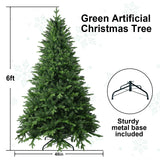 6FT Artificial Christmas Tree with 1413 PE&PVC Mixed Branch Tips, Unlit Hinged Premium Spruce Fake Xmas Trees, Green, Foldable Base Treepool