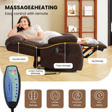 TEKAMON Dual Motor Power Lift Recliner Chair for Elderly, Breathable Leather Recliner with Heat & Massage, Lay Flat Sleeping Chairs with Infinite Position, Remote Control & USB Ports(Brown) TEKAMON