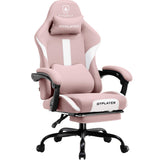 GTRACING Gaming Chair Ergonomic Office Chair with Foot Rest & Pocket Spring Cushion, High Back Computer Desk Chair with Headrest & Lumbar Support, Breathable Fabric Game Chair for Adults, Pink GTRACING