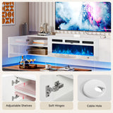 oneinmil 70" Floating Fireplace TV Stand with 36" Electric Fireplace, Wall Mounted Floating Entertainment Center with Storage, TV Console with Fireplace, Floating TV Cabinet, All White oneinmil