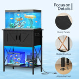 HOOBRO 20 Gallon Fish Tank Stand with Power Outlets and LED Light, Metal Frame Aquarium Stand, Reptile, Turtle Tank Stand with Cabinet Storage, 27.6'' L x 15.7'' W, 300 LBS Capacity, Black BB40UDFT01 HOOBRO