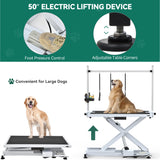 YITAHOME 50" Electric Dog Grooming Table Professional Heavy Duty Pet Grooming Table for Dogs at Home, Aluminium Adjustable Overhead Arm & Tool Organizer, Large Pet Grooming Station White YITAHOME