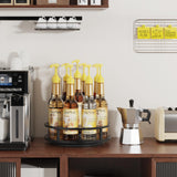 THYGIFTREE Large Rotating Coffee Syrup Organizer 9 Bottles Syrup Rack for Countertop Wood Syrup Bottle Holder Stand for Coffee Bar Station, Turntable Wine Display Tray, Black THYGIFTREE