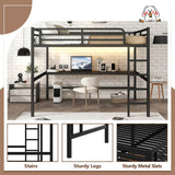 thctvous Queen Loft Bed with Desk,Gaming Loft Bed with LED, Guardrail,Heavy Duty Metal Bed Frame for Adults Teens,Space-Saving,Noise Reduced (Black, Queen) Thctvous