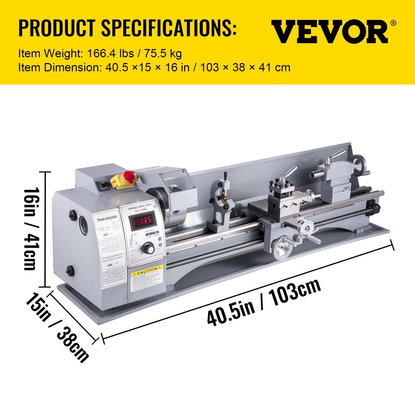 VEVOR Metal Lathe, 210x800 Mini Lathe Machine, 2500 RPM Variable Speed Change, 850W Precision Mini Lathe, Metal Working Lathe with Brushless Motor, Milling Machine for Various Metal Turning - WoodArtSupply