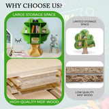 PrimeNex Tree Bookshelf, Floor Standing Tree Bookcase, Solid Wood Bookshelf for Kids Room, Classroom, Living Room, Home Office - Green PrimeNex