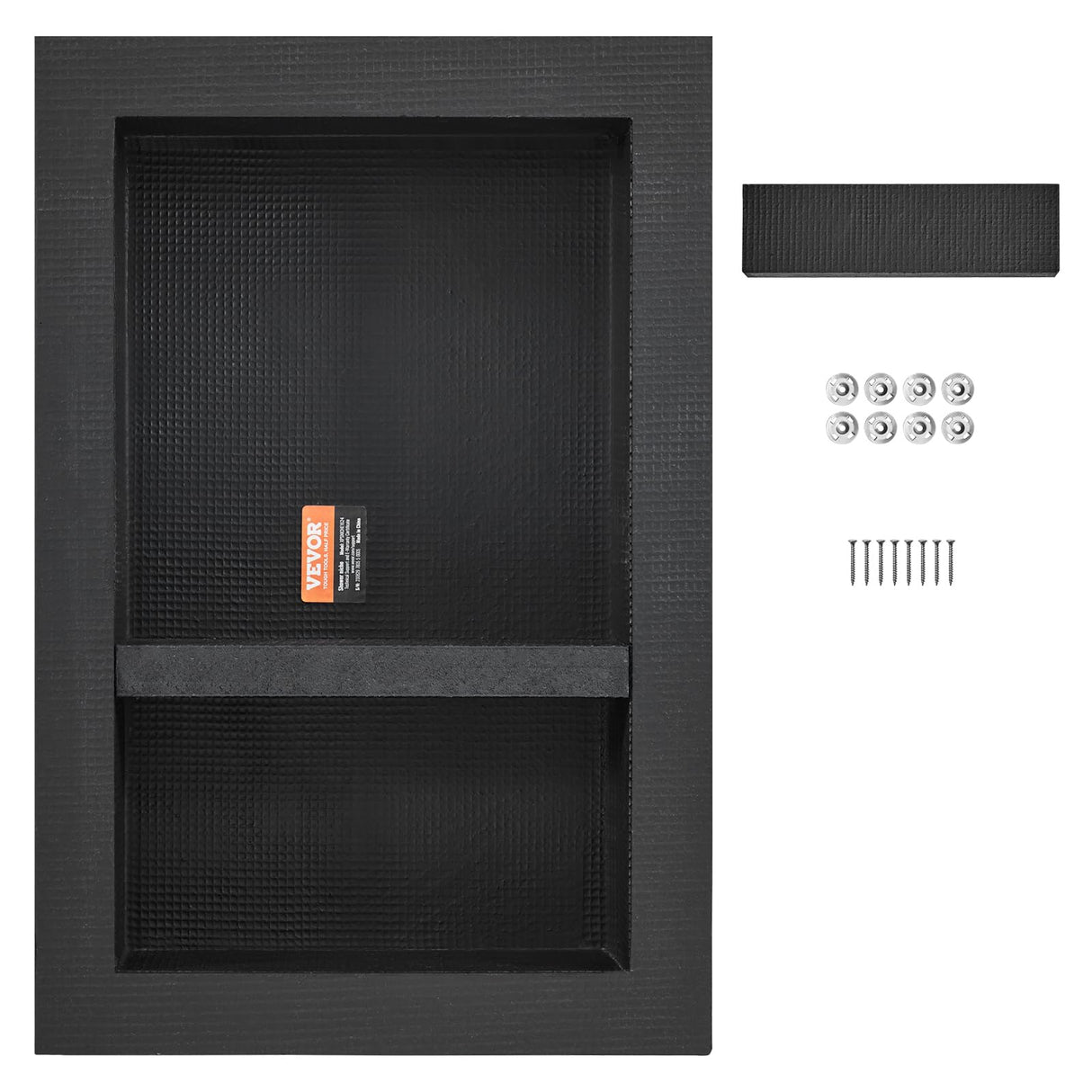 VEVOR Shower Niche Ready for Tile 16" x 24", Double Shelf Organizer, Square Corners Wall-inserted Niche Recessed, Sealed Protection Modern Soap Storage Niche for Shower Bathroom, Black VEVOR