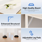 Casaottima 40" Small Computer Home Office Desk for Bedroom with Fabric Drawers & File Cabinet, Cloth Storage Bag and Hook, Writing Study Work Table for Small Space, White Casaottima