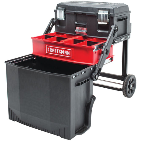 CRAFTSMAN 22-in. Rolling Tool Box with Wheels, Black, Plastic, Lockable (CMST20880) CRAFTSMAN