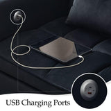 POYISOU Modern 3 in 1 Convertible Sleeper Sofa Couch Bed with USB, Adjustable Backrest Velvet Pull Out Sofa Bed, Loveseat Sleeper Couch, Couches for Living Room, Bedroom, Apartment, Black POYISOU