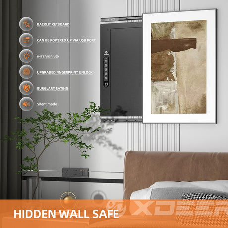 XDeer Security Flat Wall Safes In-Wall Hidden Safes Biometric Safes Fingerprint Safes Electronic Hidden Safes with Numeric Keypad Protecting Handguns, Money, Jewelry, Passports - for Home or Business XDeer