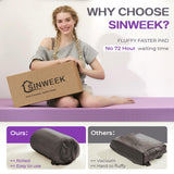 SINWEEK Dual Layer 5 Inch Memory Foam Mattress Topper King Size, 3 Inch Gel Memory Foam Plus 2 Inch 1450 GSM Down Alternative Quilted Pillow Top Mattress Pad Cover, Dark Gray SINWEEK