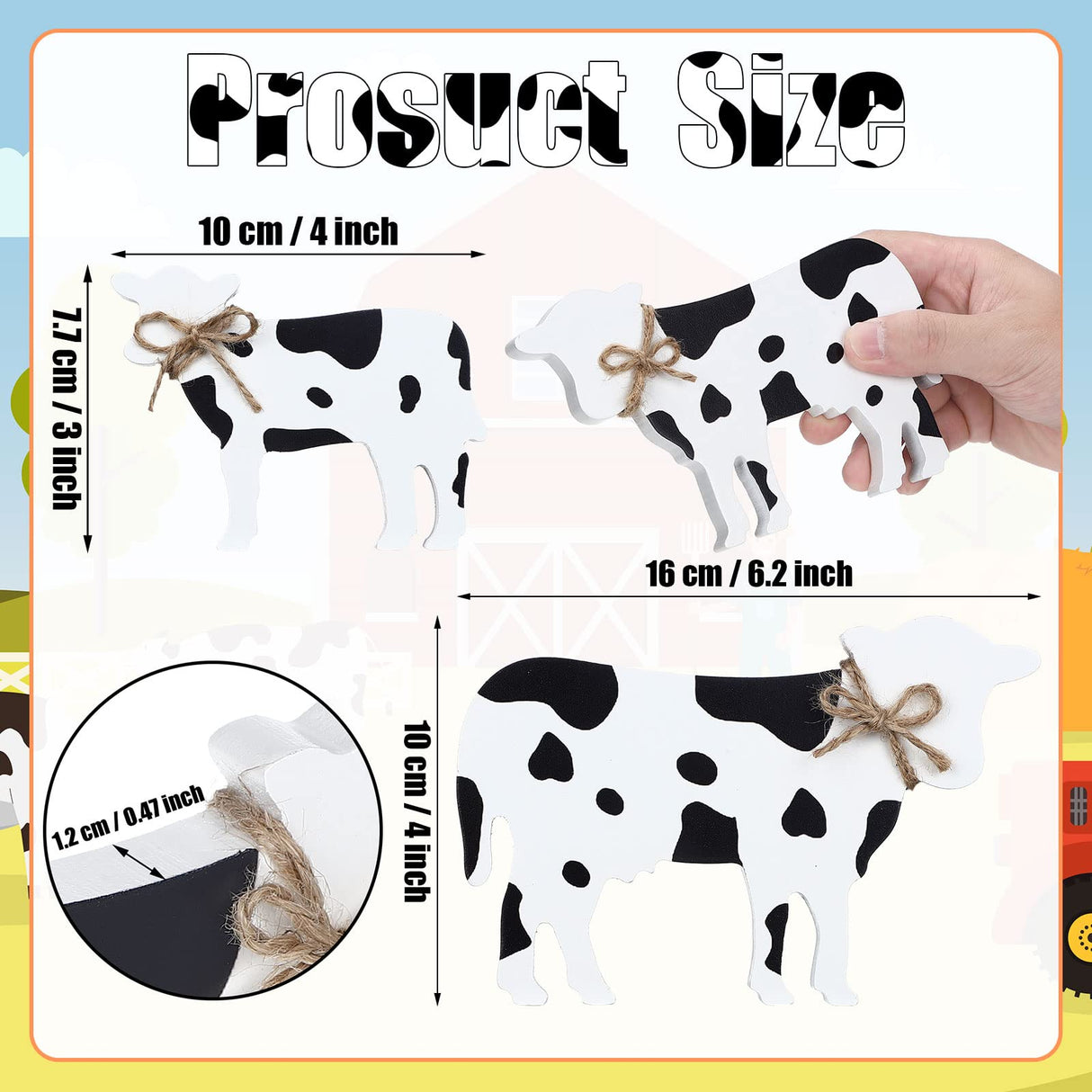 Bucherry 3 Pcs Cow Wooden Table Decor Christmas Tiered Tray Decor Farmhouse Cow Tabletop Rustic Block Centerpiece Cow Table Sign Standing for Home Kitchen Holiday Party Decor(Classic Style) Bucherry