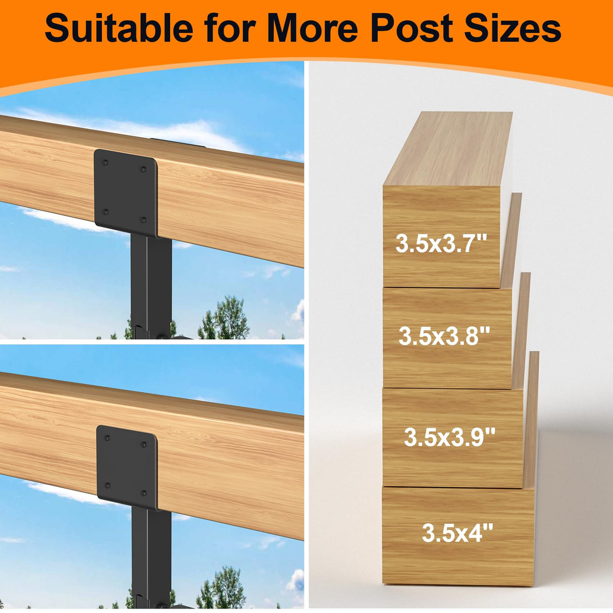 4x4 Heavy Duty Roof Riser Brackets Kit, TROPTOLKY Adjustable Angle Pergola Brackets, Black Metal Roof Riser Beam Bracket for Roof Pergola Gazebo Patio Cover (3 Pack) TROPTOLKY