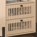 Vabches Fluted Nightstand with Charging Station and USB Ports, End Table with 2 Storage Drawers and Open Shelf, Sofa Side Table for Bedroom, Living Room, Set of 1 Vabches