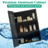 JBLCC Medicine Cabinet with Mirror (Full Assembled), 16''x22'' Aluminum Bathroom Mirror with Storage, Wall Mounted or Recessed Medicine Cabinet, Black JBLCC