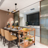 Baoz 3-Tier Bamboo Rolling Cart Kitchen Serving Cart Organizer Storage Rack Utility Mobile Trolley with Lockable Wheels for Home Bar Living Dining Room Baoz