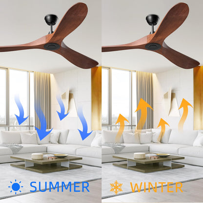 Obabala Ceiling Fans without Lights,42 inch Ceiling Fan with Remote Control Outdoor/Indoor Ceiling Fan 6-Speed Noiseless DC Motor Wood Blades - Dark Walnut